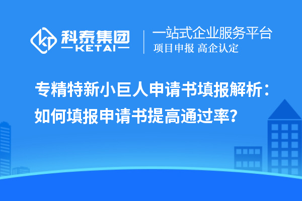 專精特新小巨人申請書填報解析：如何填報申請書提高通過率？