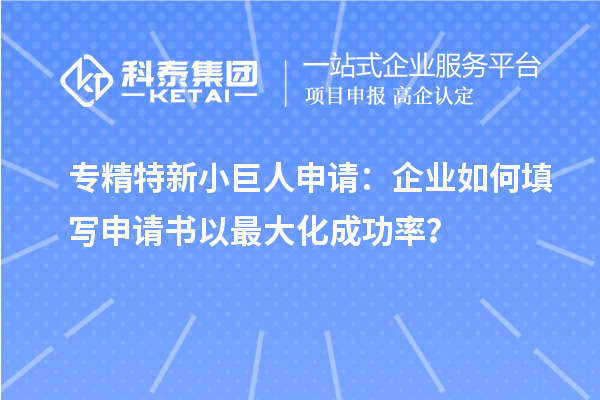 專精特新小巨人申請：企業(yè)如何填寫申請書以最大化成功率？
