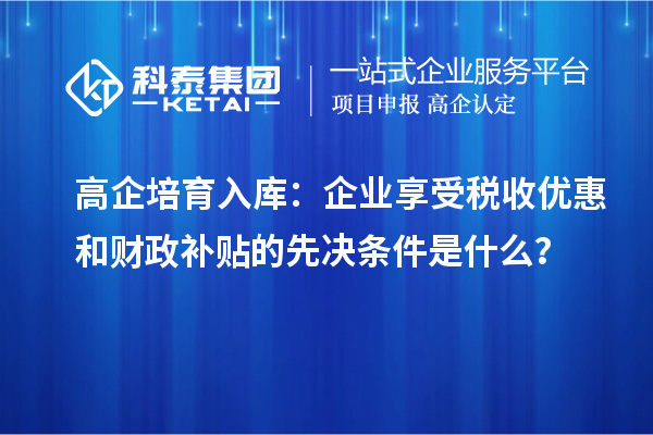 高企培育入庫：企業(yè)享受稅收優(yōu)惠和財政補貼的先決條件是什么？