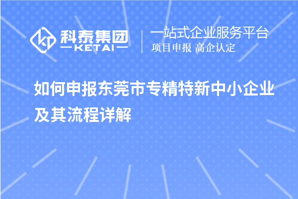如何申報(bào)東莞市專(zhuān)精特新中小企業(yè)及其流程詳解