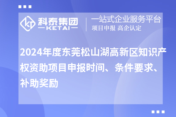 2024年度東莞松山湖高新區(qū)知識產(chǎn)權(quán)資助項目申報時間、條件要求、補助獎勵