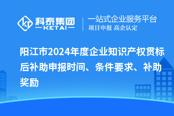 陽江市2024年度企業(yè)知識產(chǎn)權(quán)貫標后補助申報時間、條件要求、補助獎勵