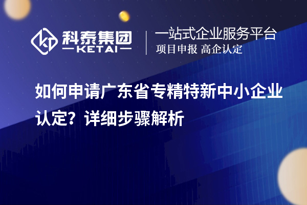 如何申請廣東省專精特新中小企業(yè)認定？詳細步驟解析