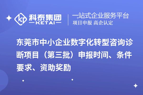 東莞市中小企業(yè)數字化轉型咨詢診斷項目（第三批）申報時間、條件要求、資助獎勵