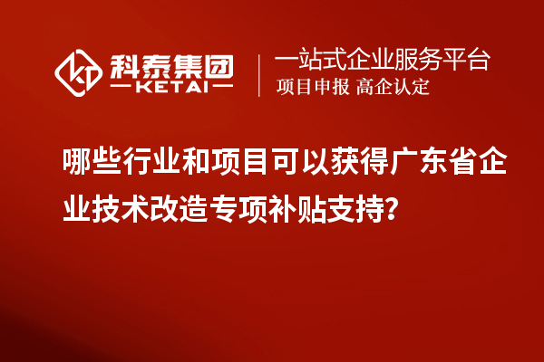 哪些行業(yè)和項目可以獲得廣東省企業(yè)技術改造專項補貼支持？
