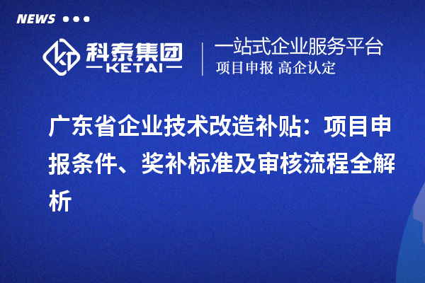 廣東省企業(yè)技術改造補貼：項目申報條件、獎補標準及審核流程全解析