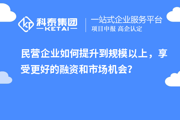民營企業(yè)如何提升到規(guī)模以上，享受更好的融資和市場機會？
