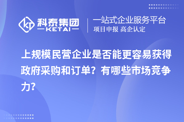 上規(guī)模民營企業(yè)是否能更容易獲得政府采購和訂單？有哪些市場競爭力？