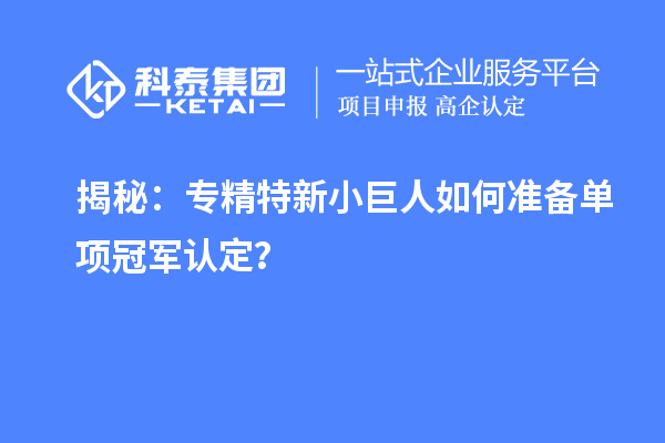 揭秘：專精特新小巨人如何準(zhǔn)備單項冠軍認(rèn)定？