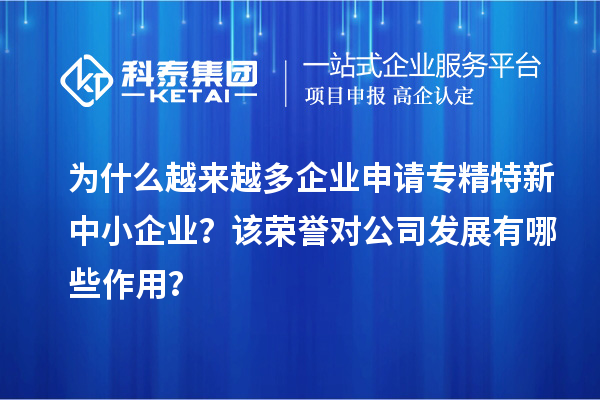 為什么越來越多企業(yè)申請專精特新中小企業(yè)？該榮譽對公司發(fā)展有哪些作用？