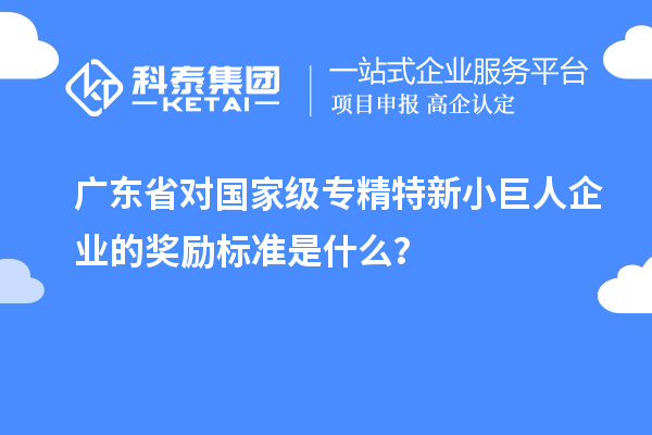 廣東省對國家級專精特新小巨人企業(yè)的獎勵標(biāo)準(zhǔn)是什么？