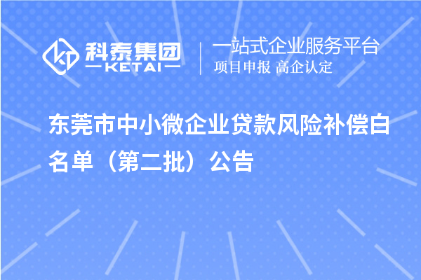 東莞市中小微企業(yè)貸款風(fēng)險(xiǎn)補(bǔ)償白名單（第二批）公告