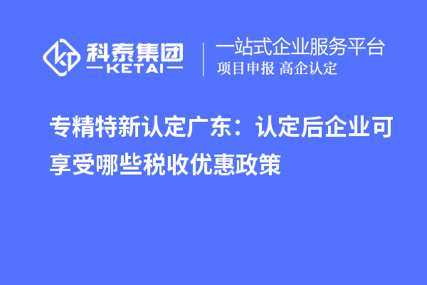 專(zhuān)精特新認(rèn)定廣東：認(rèn)定后企業(yè)可享受哪些稅收優(yōu)惠政策