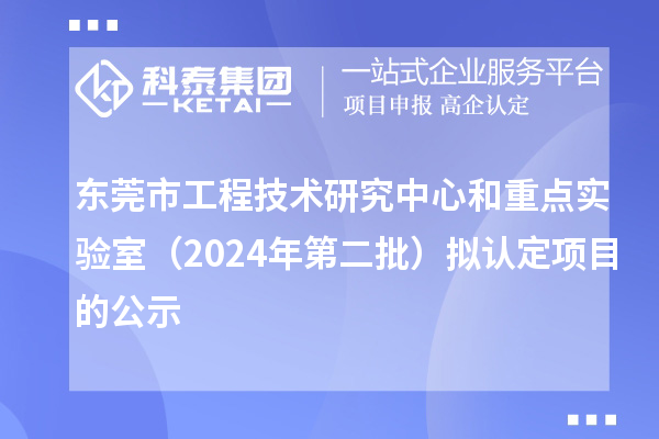 東莞市工程技術(shù)研究中心和重點實驗室（2024年第二批）擬認定項目的公示