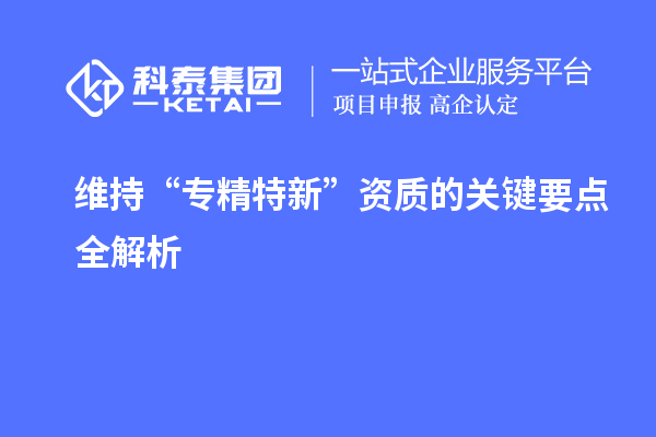 維持 “專精特新” 資質(zhì)的關鍵要點全解析