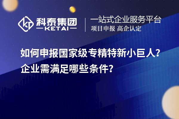 如何申報國家級專精特新小巨人？企業(yè)需滿足哪些條件？