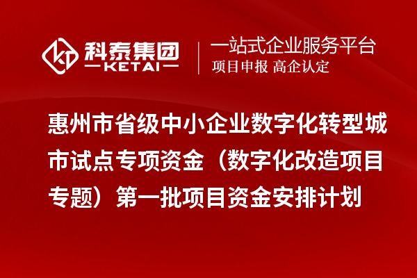 惠州市省級中小企業(yè)數(shù)字化轉(zhuǎn)型城市試點(diǎn)專項(xiàng)資金（數(shù)字化改造項(xiàng)目專題）第一批項(xiàng)目資金安排計(jì)劃