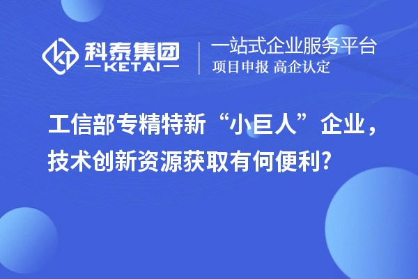 工信部專精特新 “小巨人” 企業(yè)，技術創(chuàng)新資源獲取有何便利?