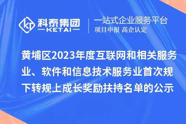 黃埔區(qū)2023年度互聯(lián)網(wǎng)和相關(guān)服務(wù)業(yè)、軟件和信息技術(shù)服務(wù)業(yè)首次規(guī)下轉(zhuǎn)規(guī)上成長(zhǎng)獎(jiǎng)勵(lì)（高質(zhì)量發(fā)展30條）扶持名單的公示