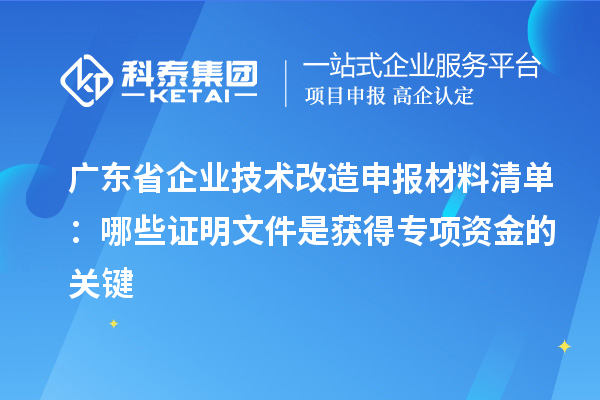 廣東省企業(yè)技術(shù)改造申報材料清單：哪些證明文件是獲得專項資金的關(guān)鍵