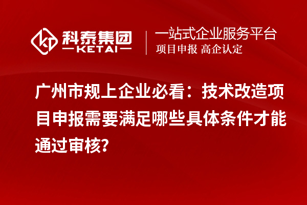 廣州市規(guī)上企業(yè)必看：技術(shù)改造項(xiàng)目申報(bào)需要滿足哪些具體條件才能通過審核？