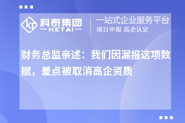 財務總監(jiān)親述：我們因漏報這項數(shù)據(jù)，差點被取消高企資質(zhì)