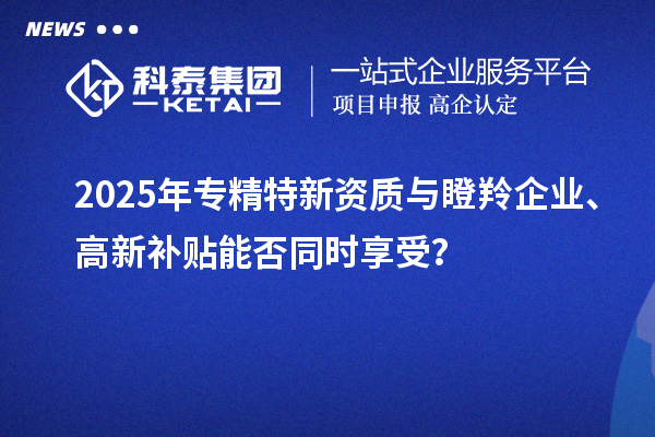 2025年專精特新資質(zhì)與瞪羚企業(yè)、高新補(bǔ)貼能否同時(shí)享受？