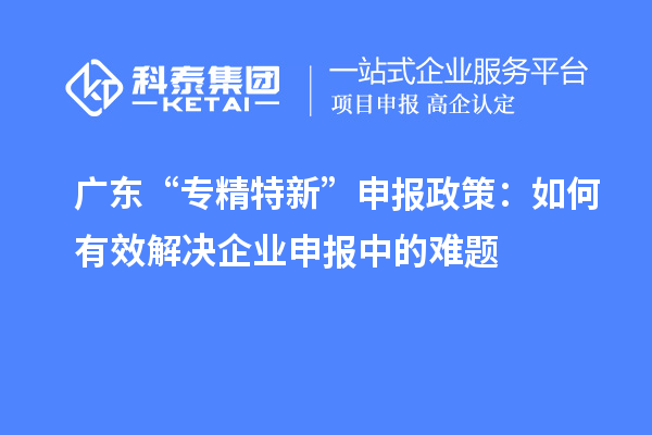 廣東“專精特新”申報政策：如何有效解決企業(yè)申報中的難題
