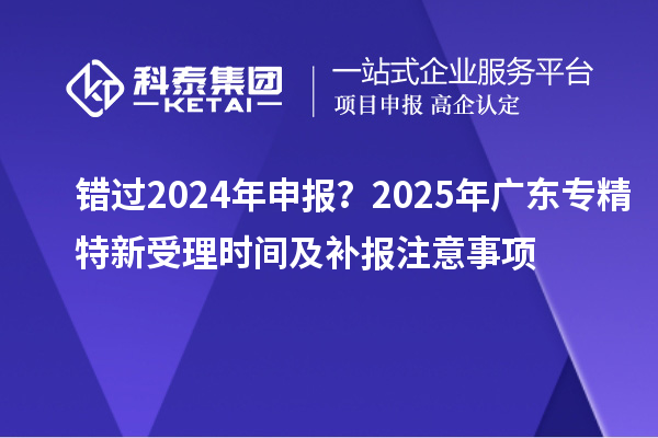 錯過2024年申報？2025年廣東專精特新受理時間及補報注意事項