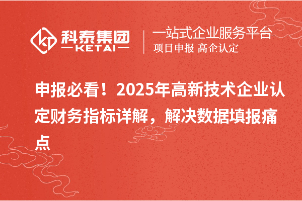 申報必看！2025年高新技術(shù)企業(yè)認(rèn)定財務(wù)指標(biāo)詳解，解決數(shù)據(jù)填報痛點
